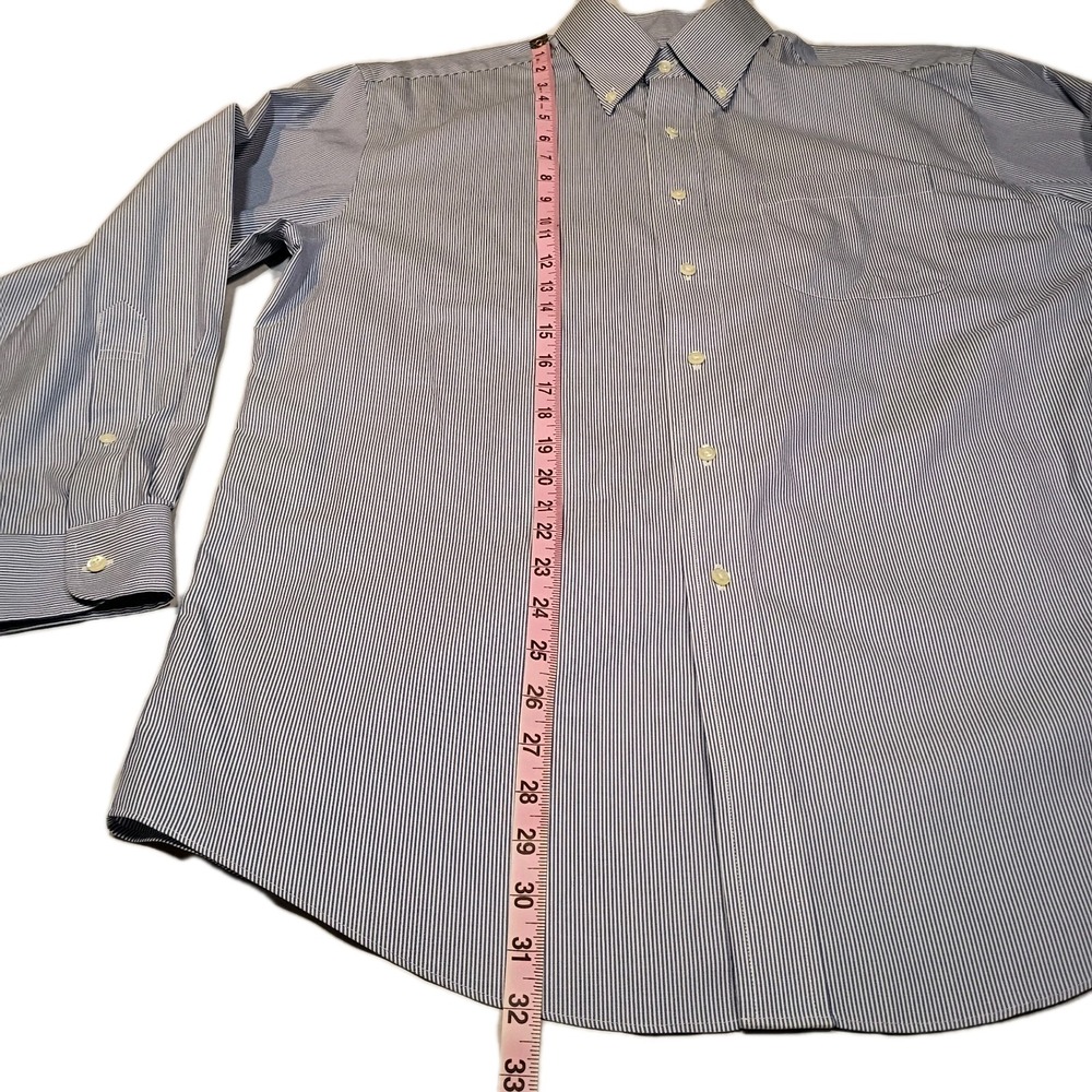 Jos. A. Bank Traveler's Collection Men Dress Shirt Blue Pinstripe 16 33‎ Preppy - Picture 5 of 7